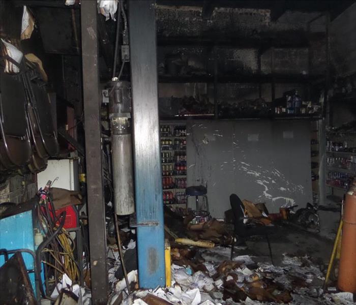 fire damage in a garage
